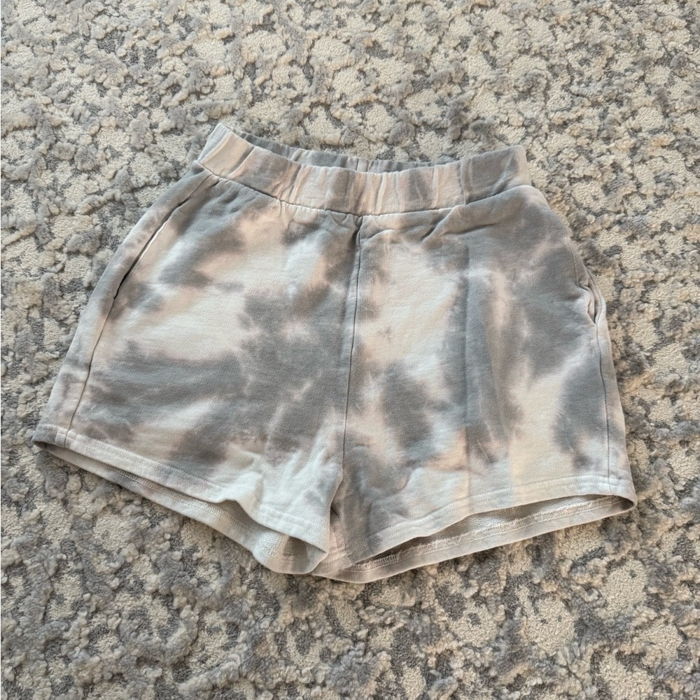 Zara Women's Athletic Tie-Dye Shorts - Gray and White